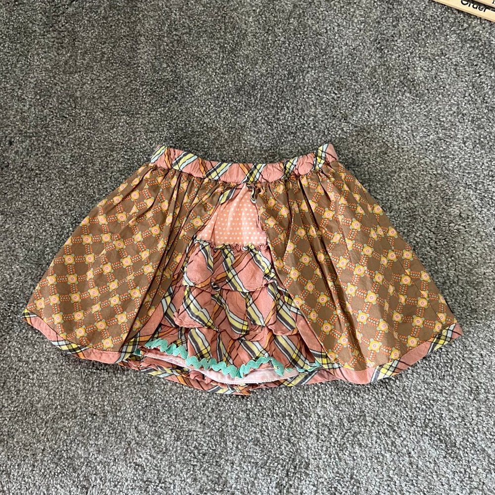 Matilida jane skirt girls 4 brown pink‎ blue ruffles layered girly summer mini